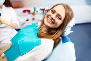 Woman smiling at the dentist